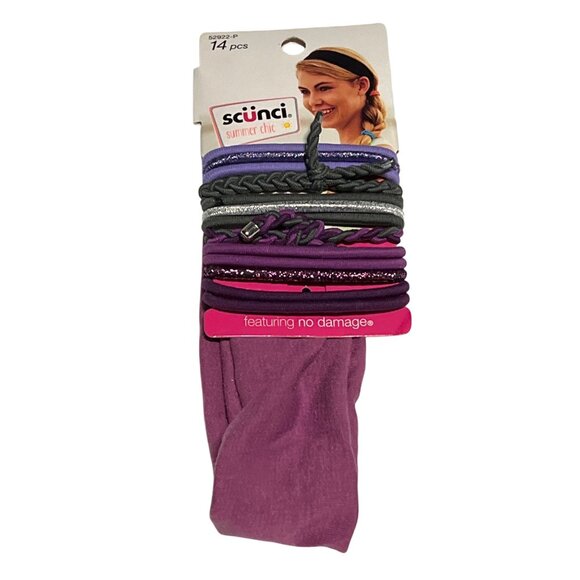 Scunci Summer Chic Elastic Hair Ties Ponytail Holders & Headband 14pc 52922-P - Picture 1 of 5
